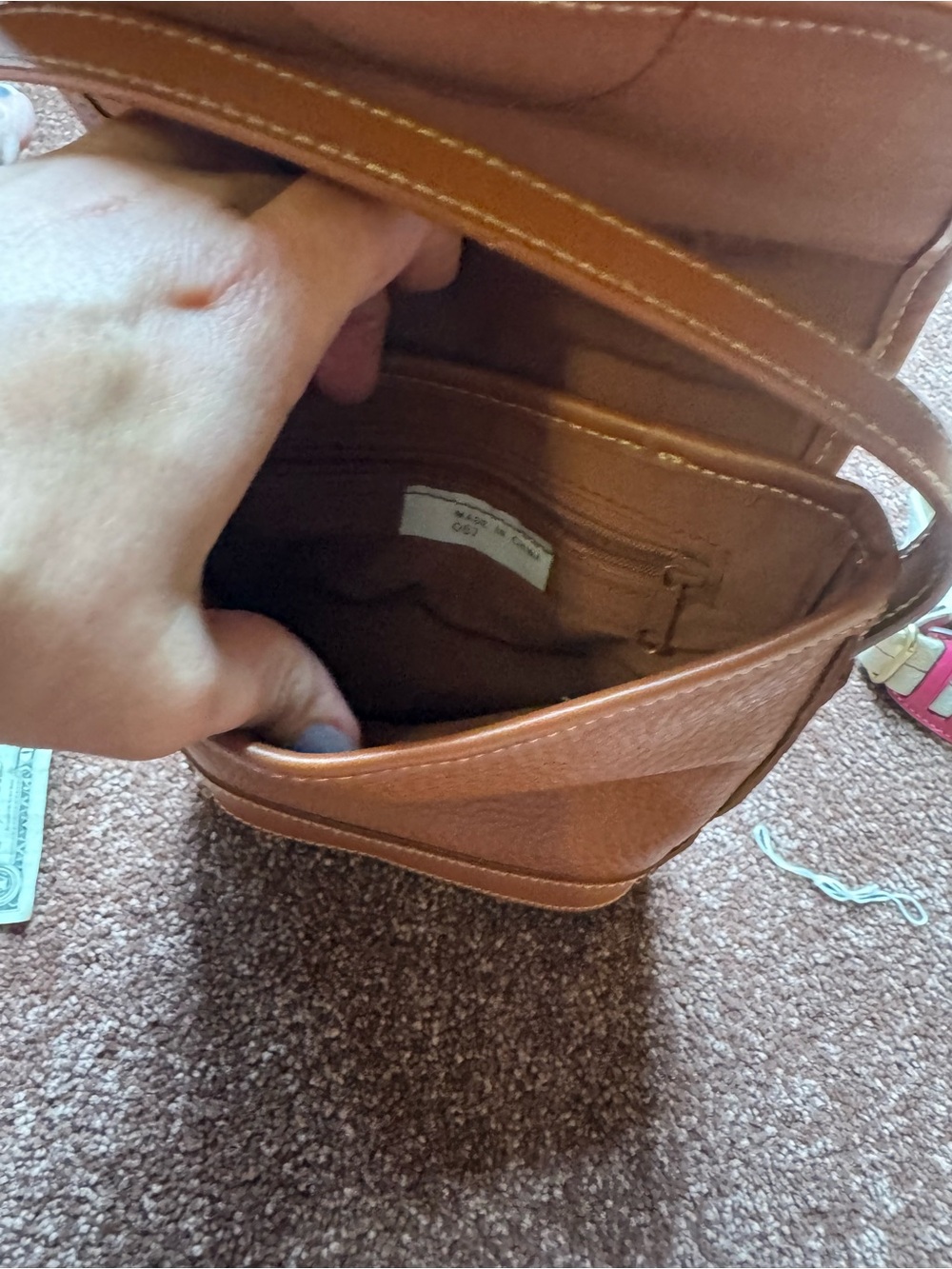 Brown Leather Crossbody Bag with Crest Emblem - Picture 7 of 7